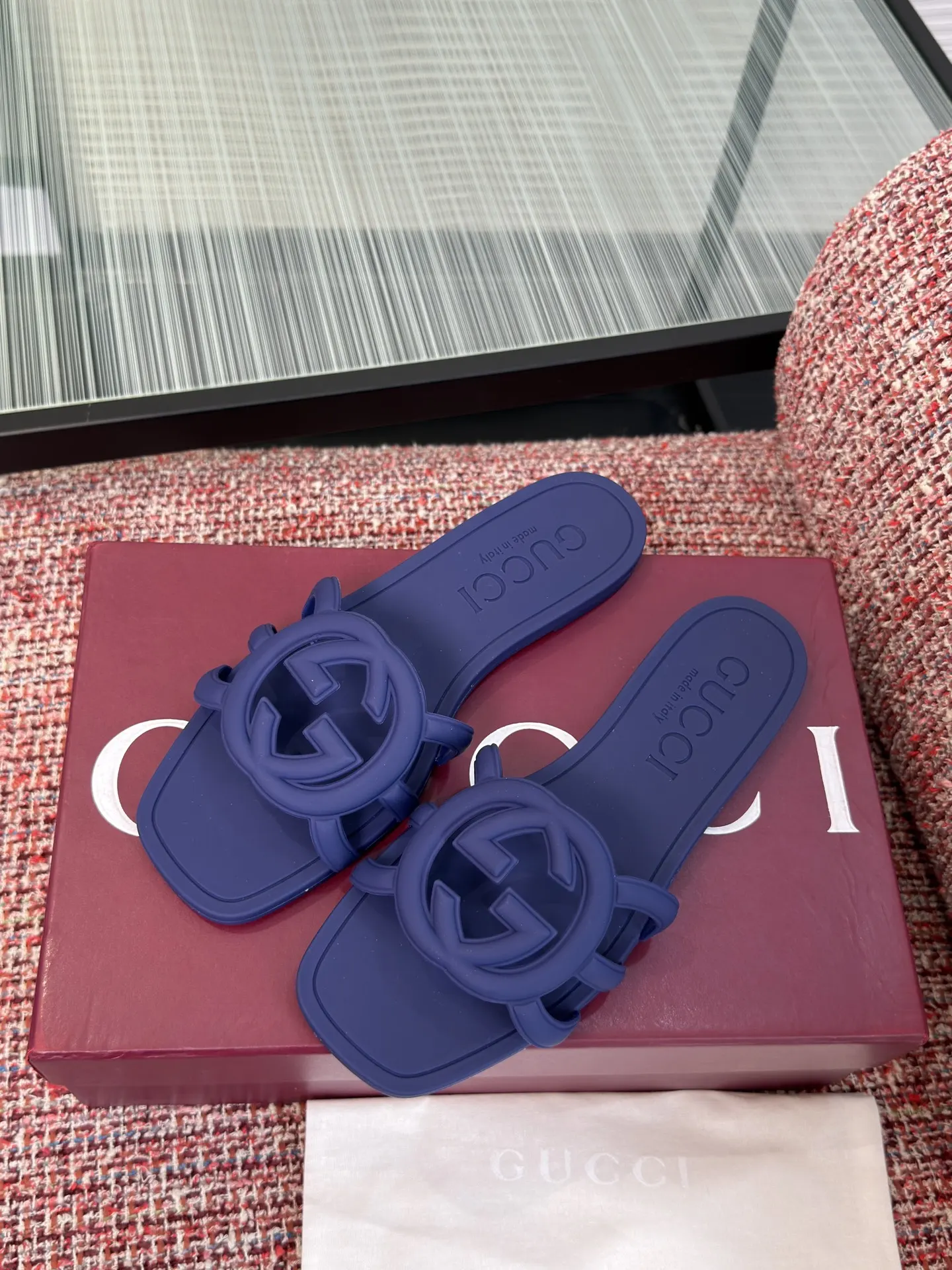 Gucci Interlocking G 蓝紫色凉拖 休闲款