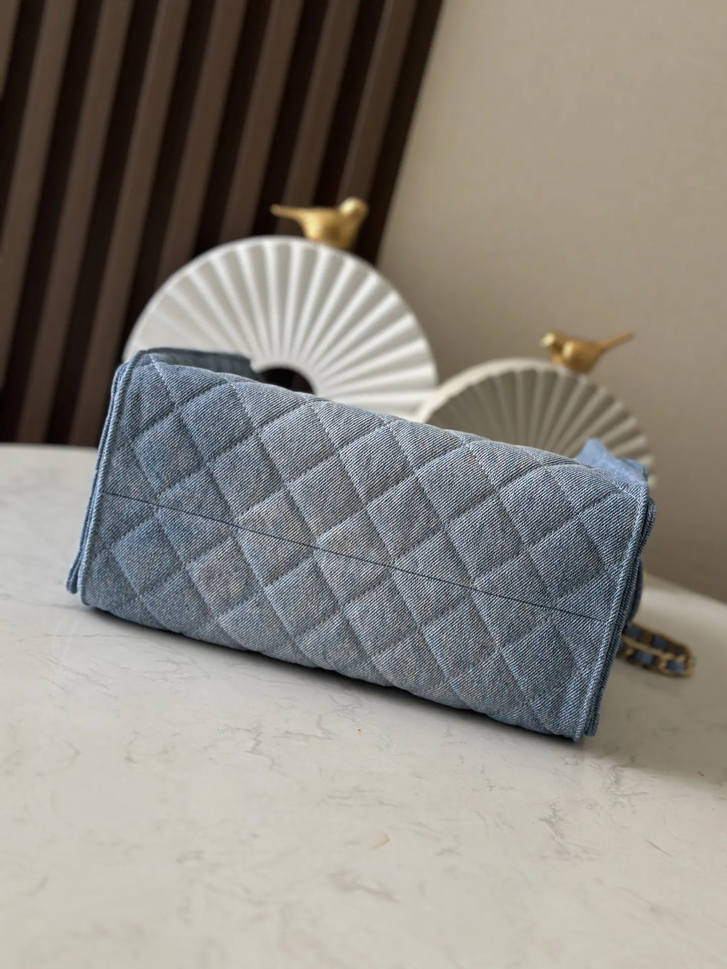 Chanel Blue Hobo Shoulder Bag Vintage Leather