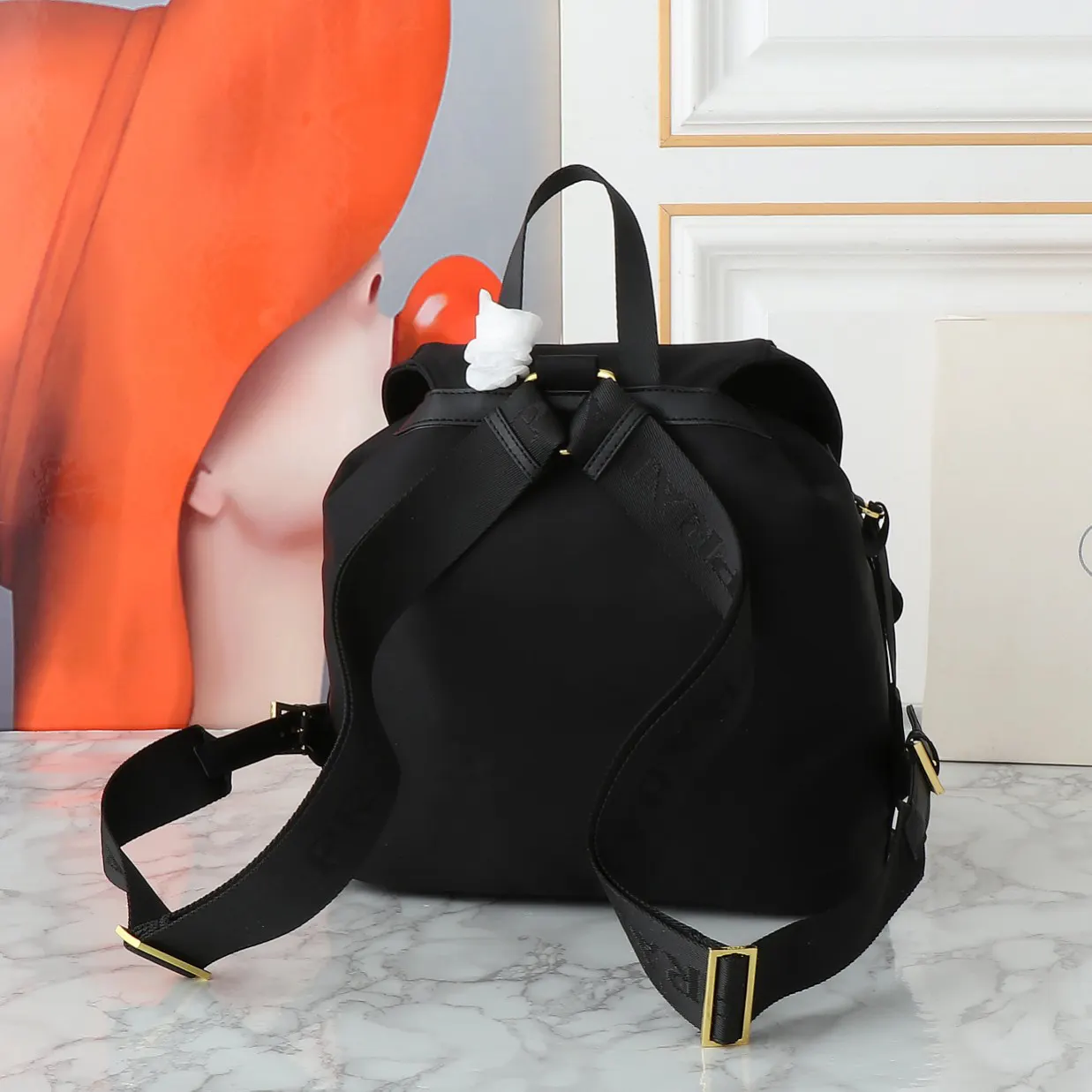 Prada Re-Nylon 金色 皮革 双肩包