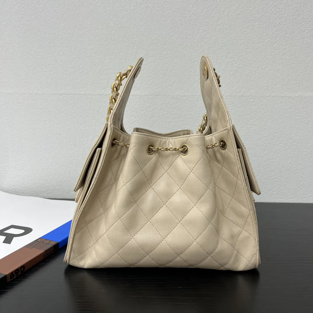 Chanel Beige Hobo Shoulder Bag Leather