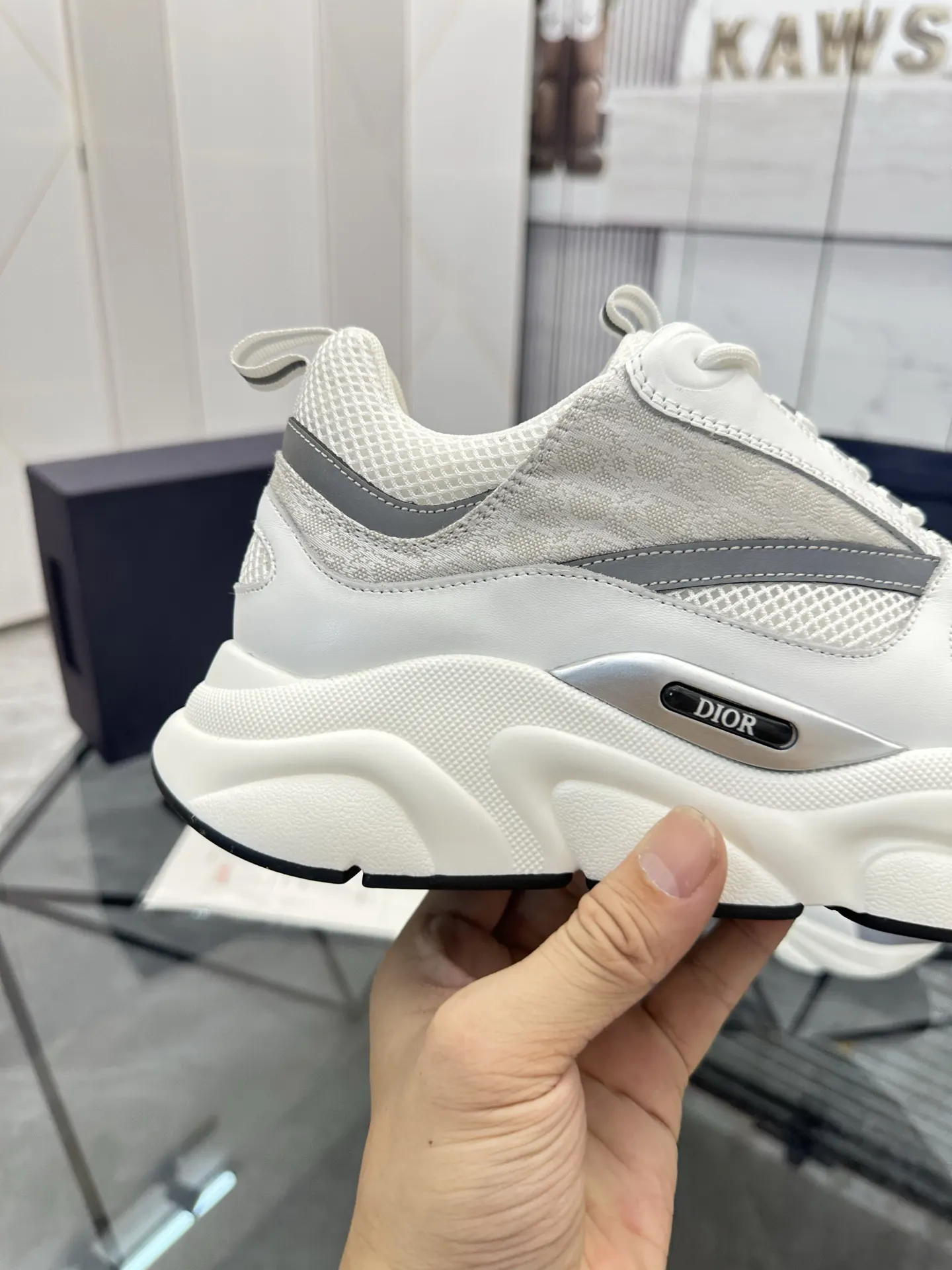 Dior B22 白米拼色牛皮休闲鞋 低帮