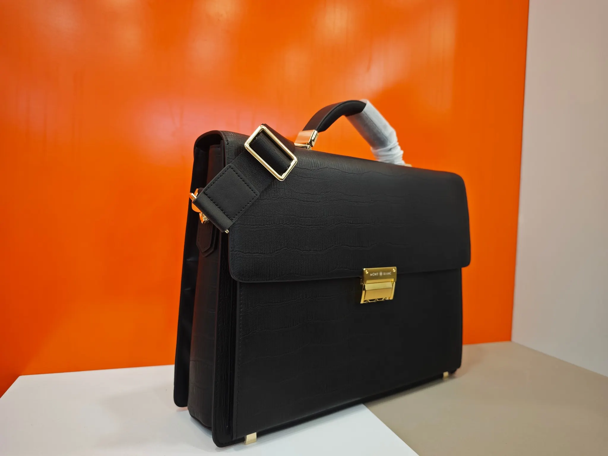 Black Briefcase Business Commuter Leather