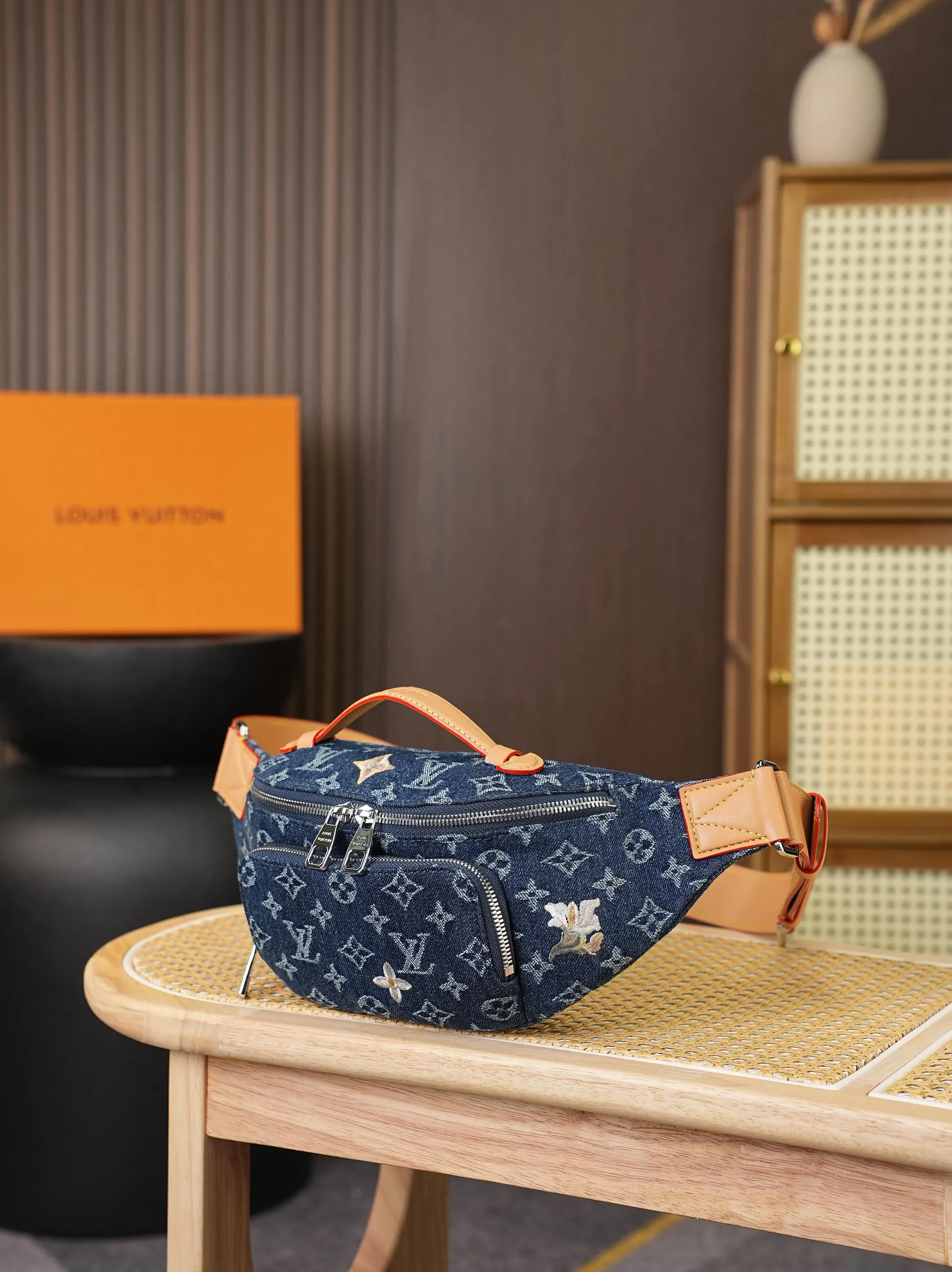 Louis Vuitton Blue Monogram Belt Bag Casual Leather
