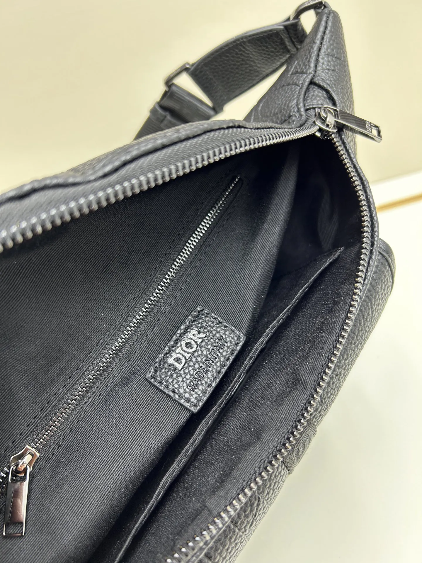 Black Beige Belt Bag Casual Leather