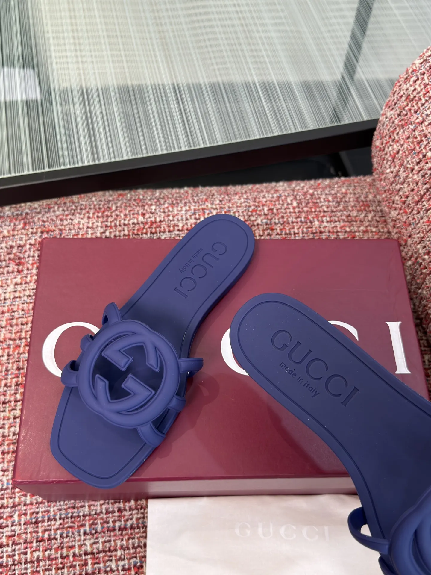 Gucci Interlocking G 蓝紫色凉拖 休闲款