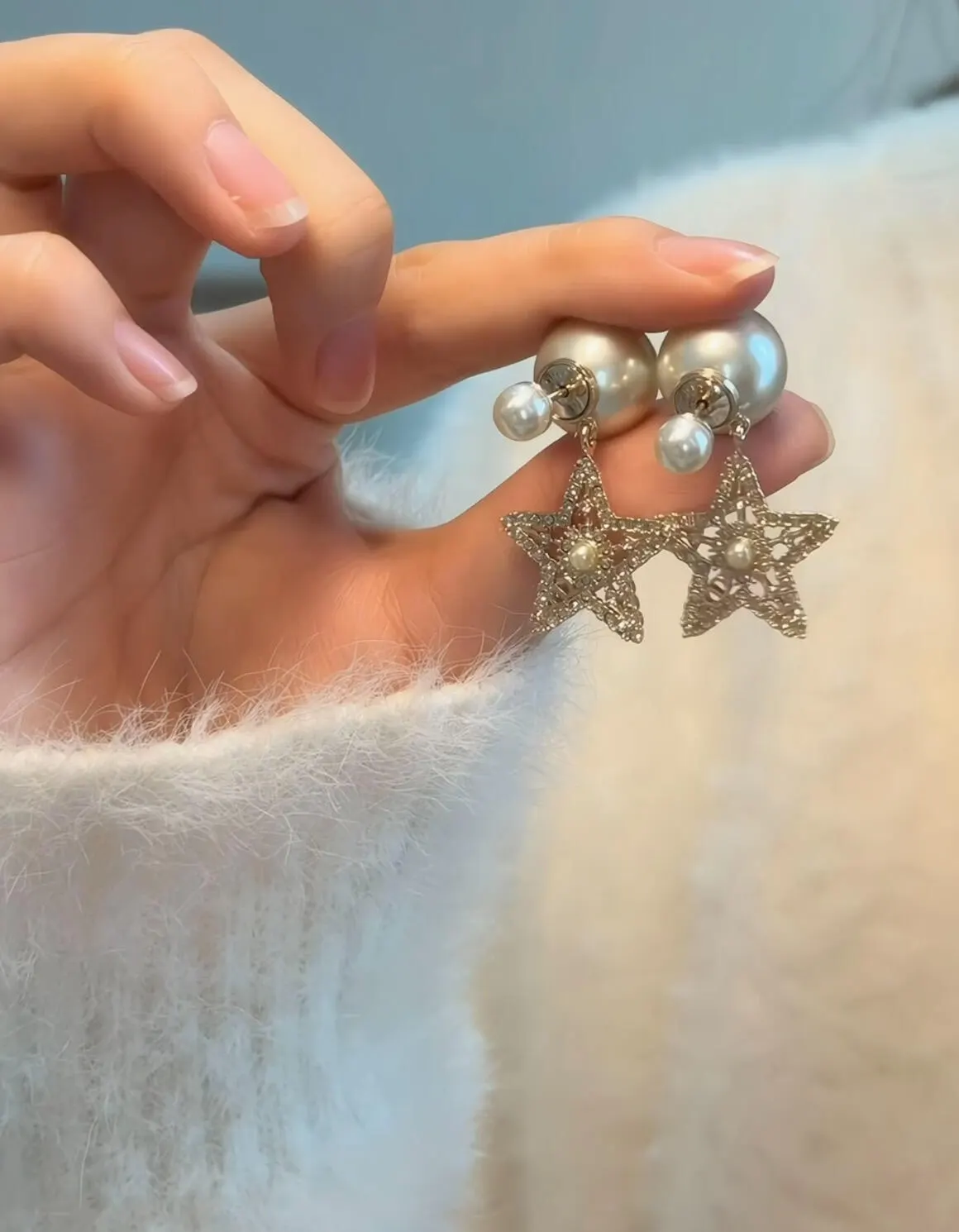 Dior 珍珠星形胸针耳饰套装