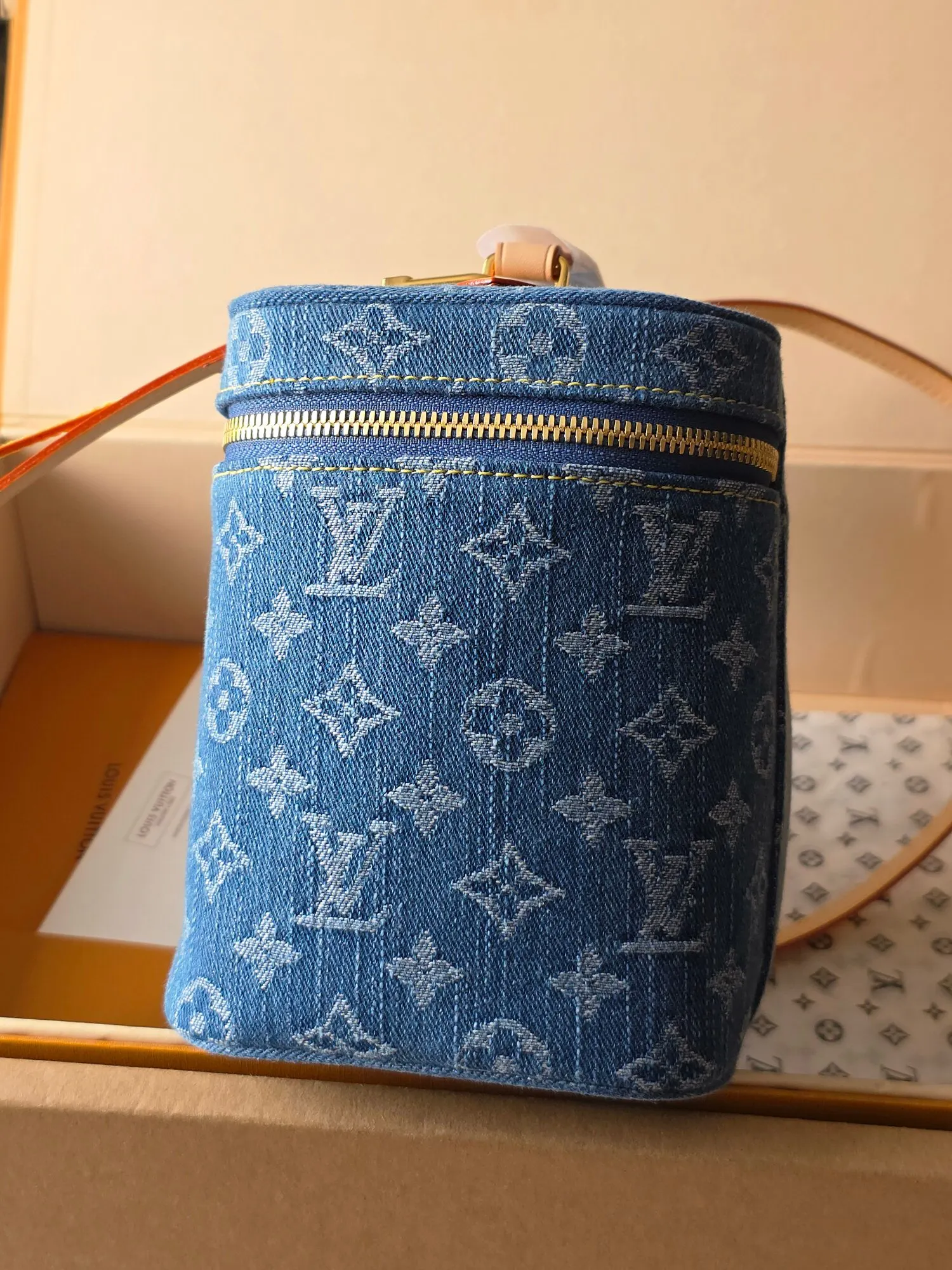 Gold Cosmetic Pouch Leather