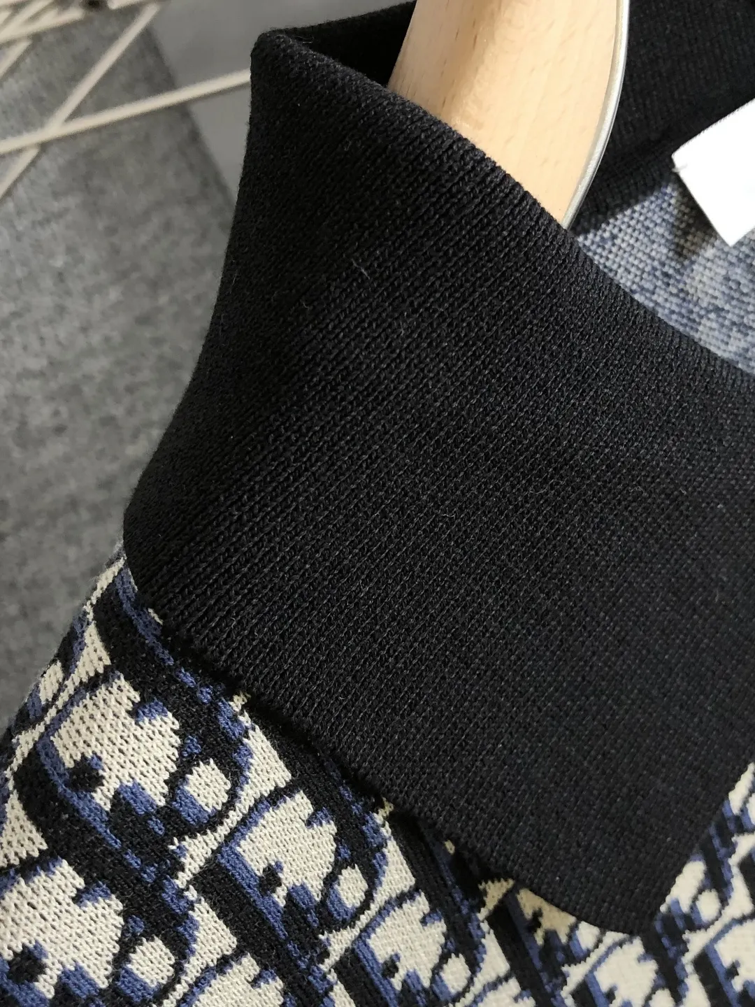 Dior Oblique 黑色提花针织上衣 百搭短袖款