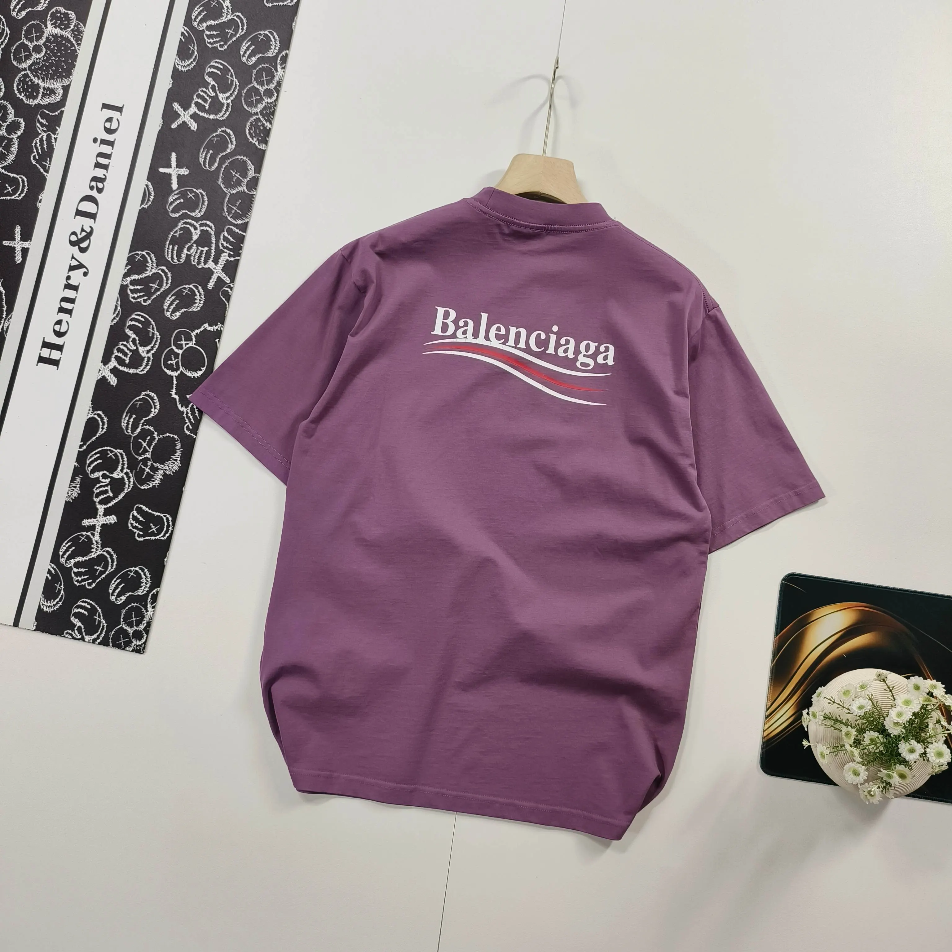 Balenciaga Blue Cotton Logo Short Sleeve T-Shirt Street