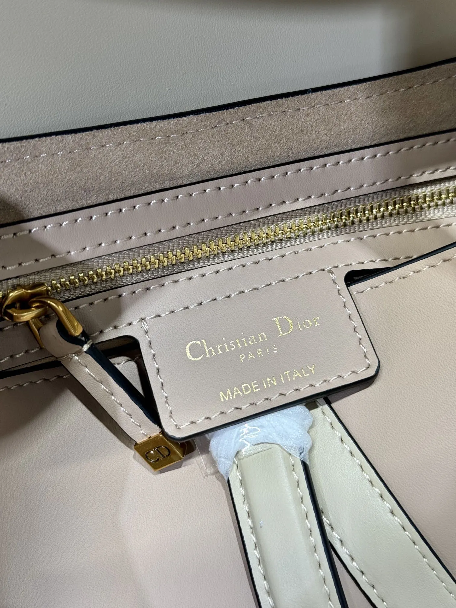 Dior 杏色 拼色 牛皮 收納包 旅行收納款