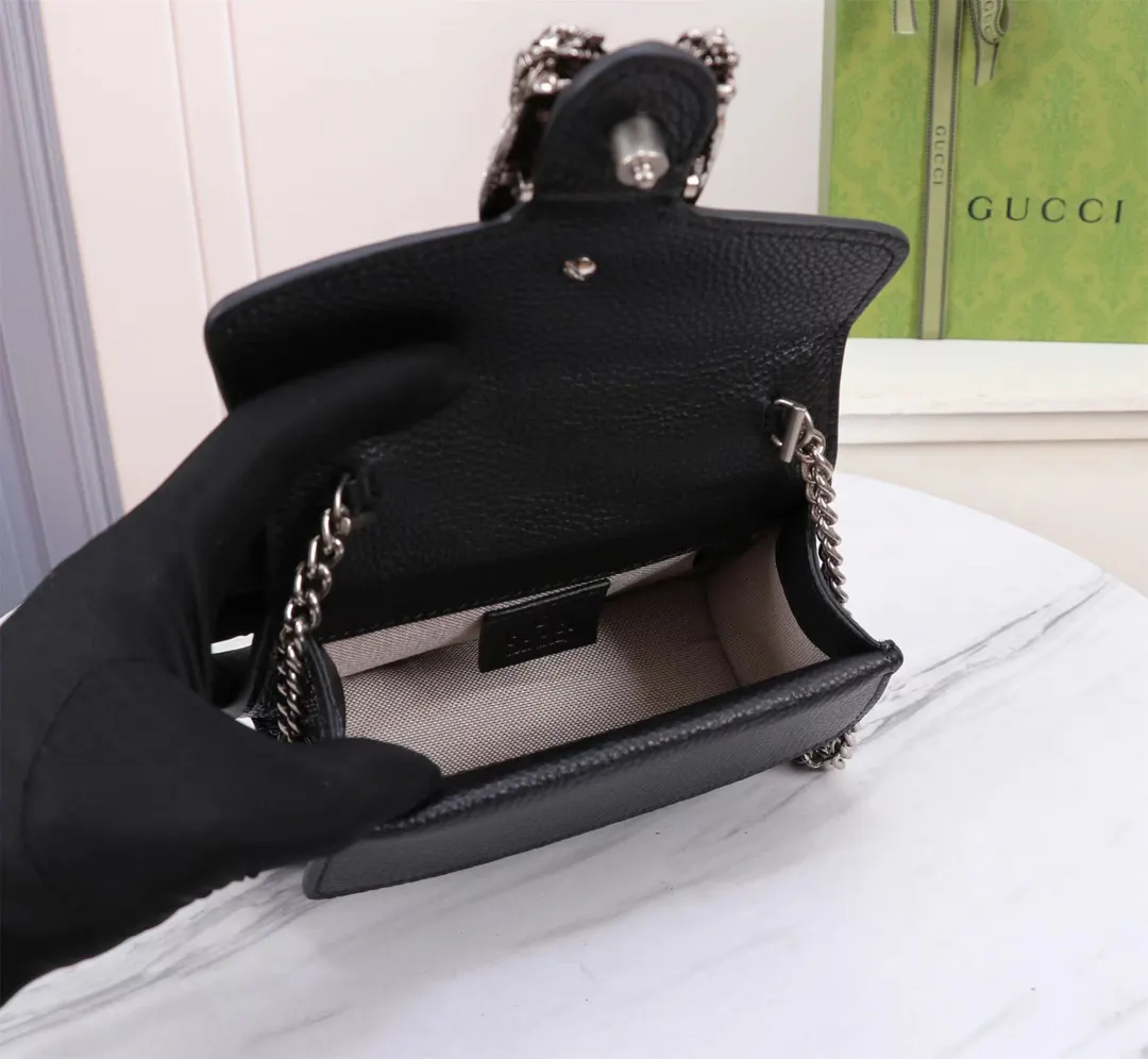 Gucci Dionysus 老花虎頭扣鏈條包 單肩斜挎款
