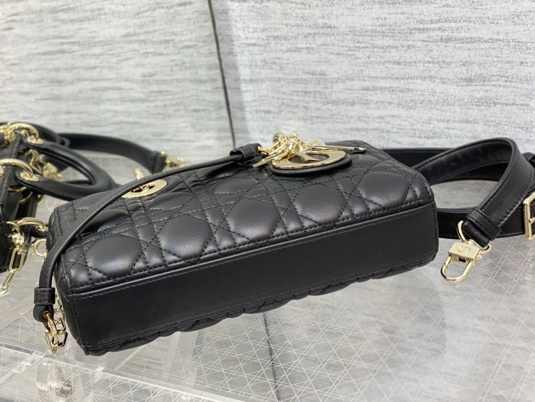 Dior D Joy 黑色羊皮手袋 手提斜挎 复古