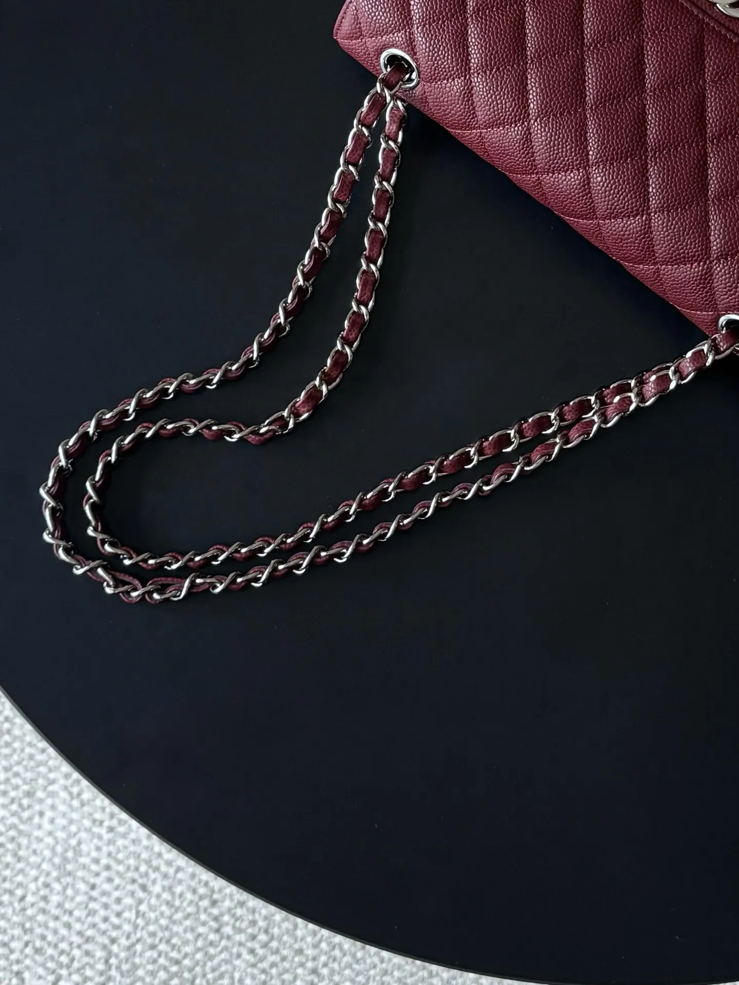 Chanel 小号 红色 皮革 菱格绗缝 链条包