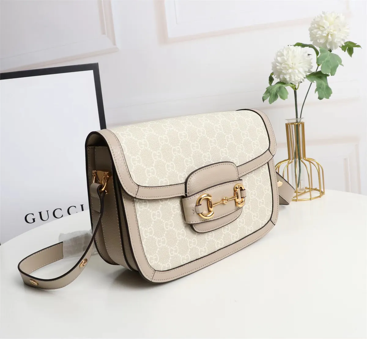 Gucci Horsebit 1955 老花馬銜扣肩揹包 單肩斜挎 斜背包