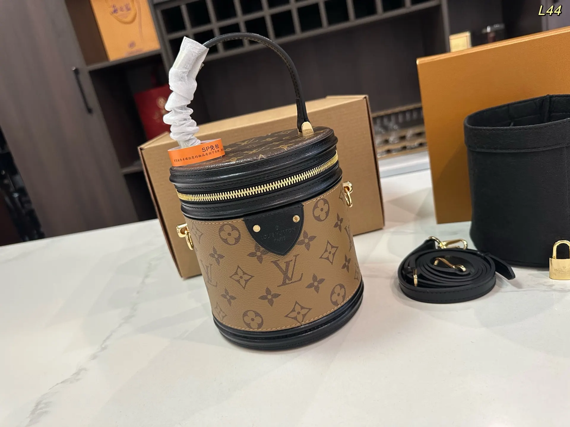 LV 老花 拼色 帆布 手提包 通勤手提款