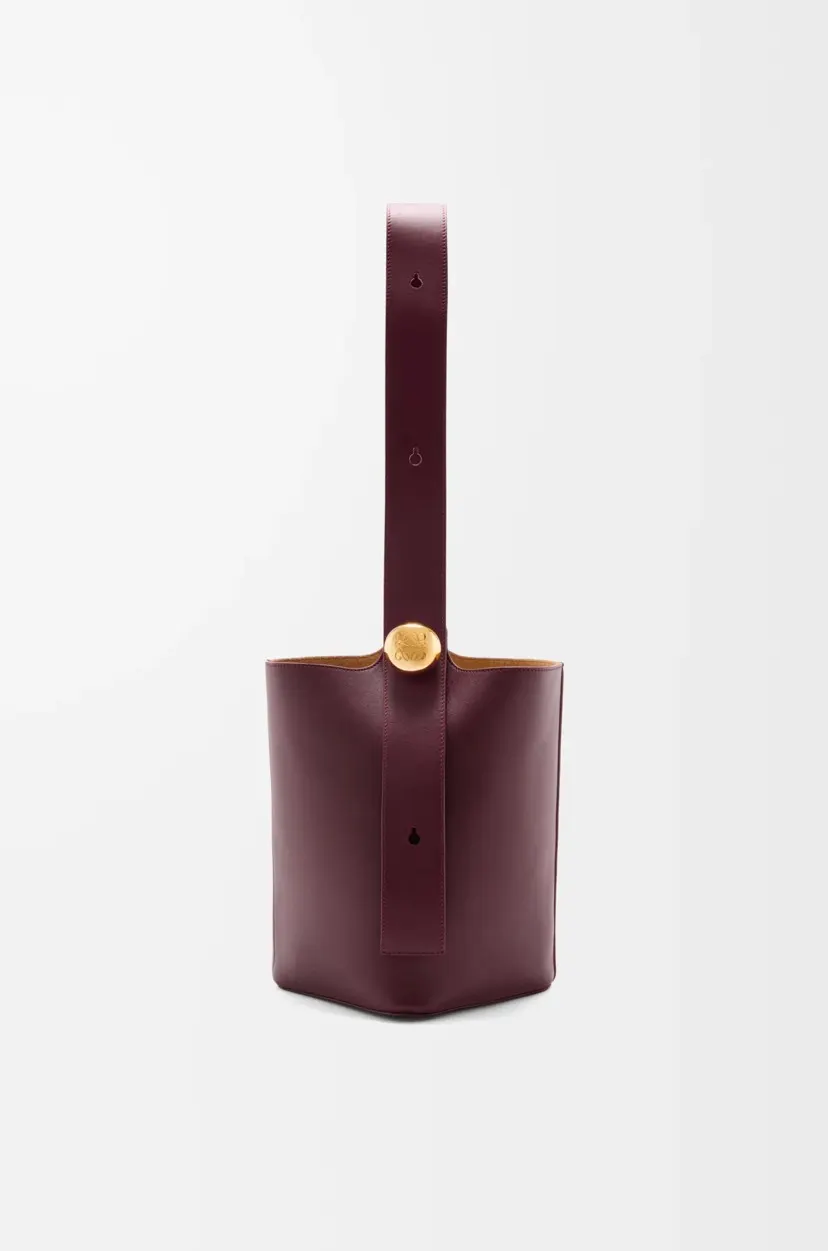 紅色 酒紅 牛皮 图 中号光滑牛皮革 Pebble Bucket 水桶包 休閒水桶款