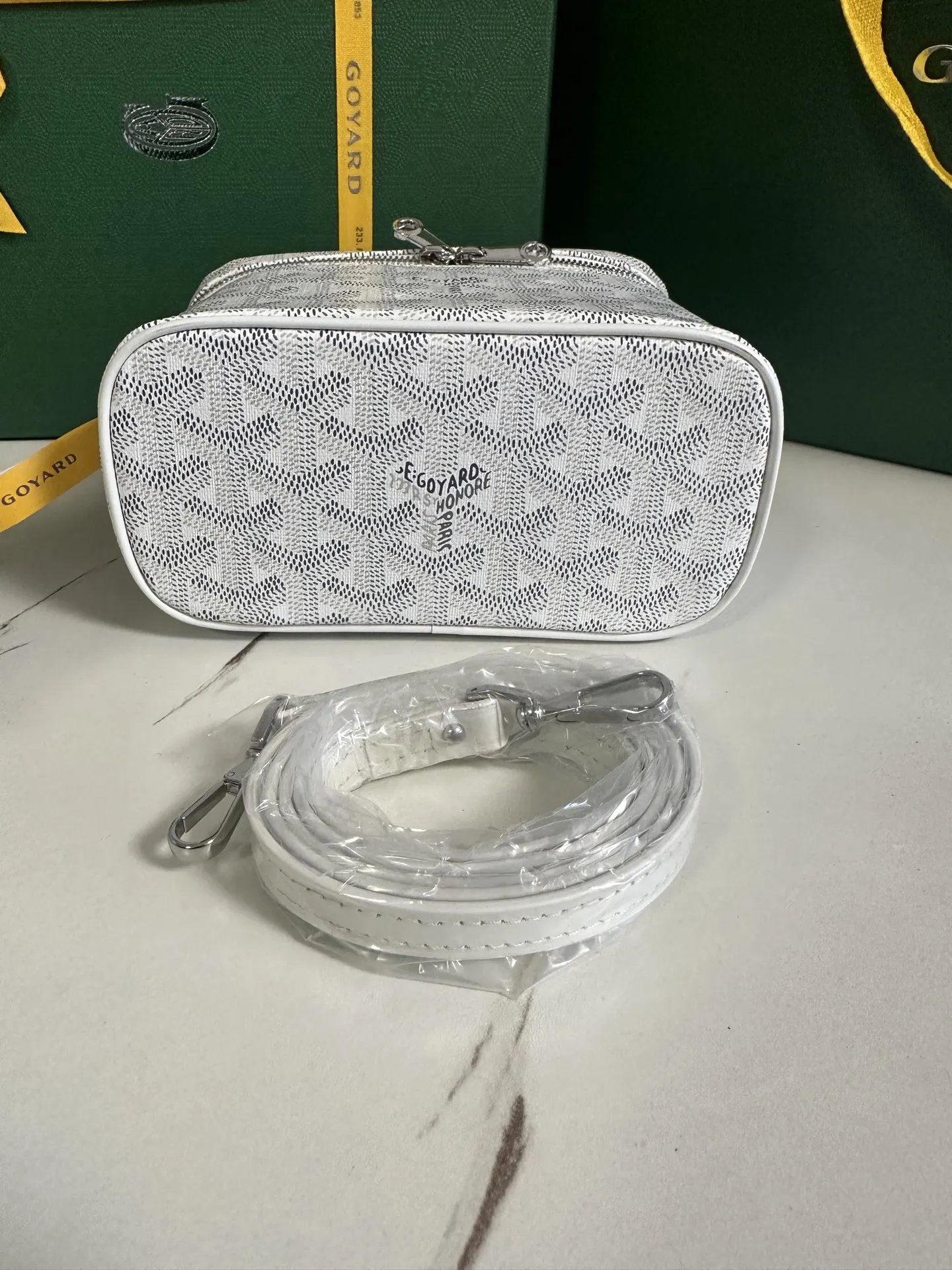 Goyard Yellow Cosmetic Pouch Leather