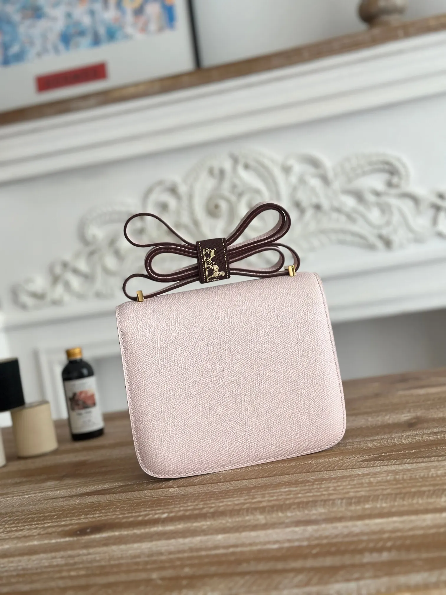 Hermès Constance 梦幻粉紫 Epsom掌纹牛皮 斜挎包 19cm