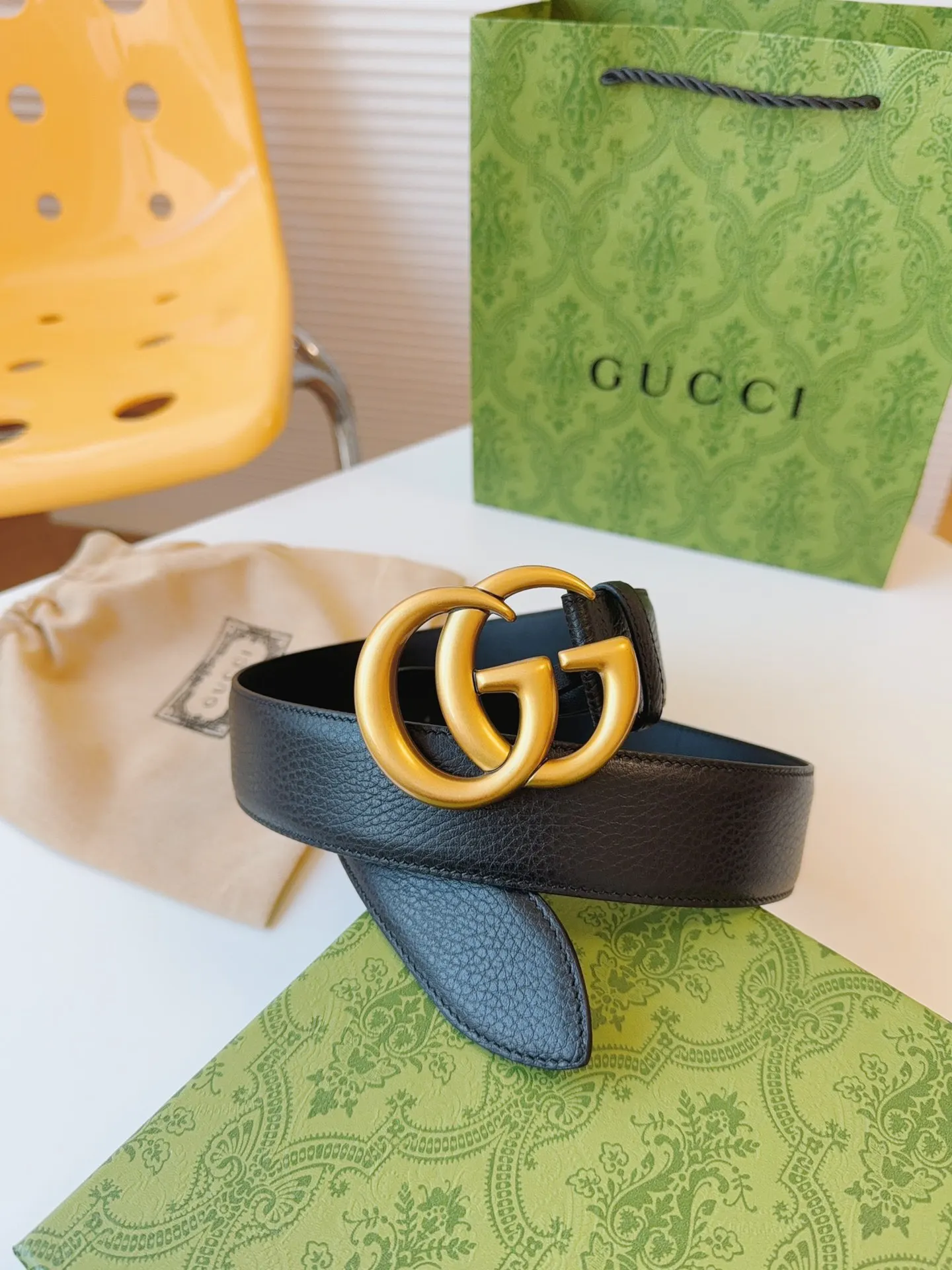 Gucci Marmont Double G Buckle Cowhide Sided Belt Image 5 Gucci Marmont Double G Buckle Cowhide Sided Belt Image 5