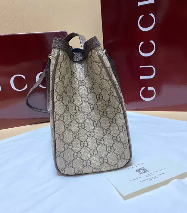 Gucci 棕色 米色 Ophidia托特包 尺寸 大容量托特款