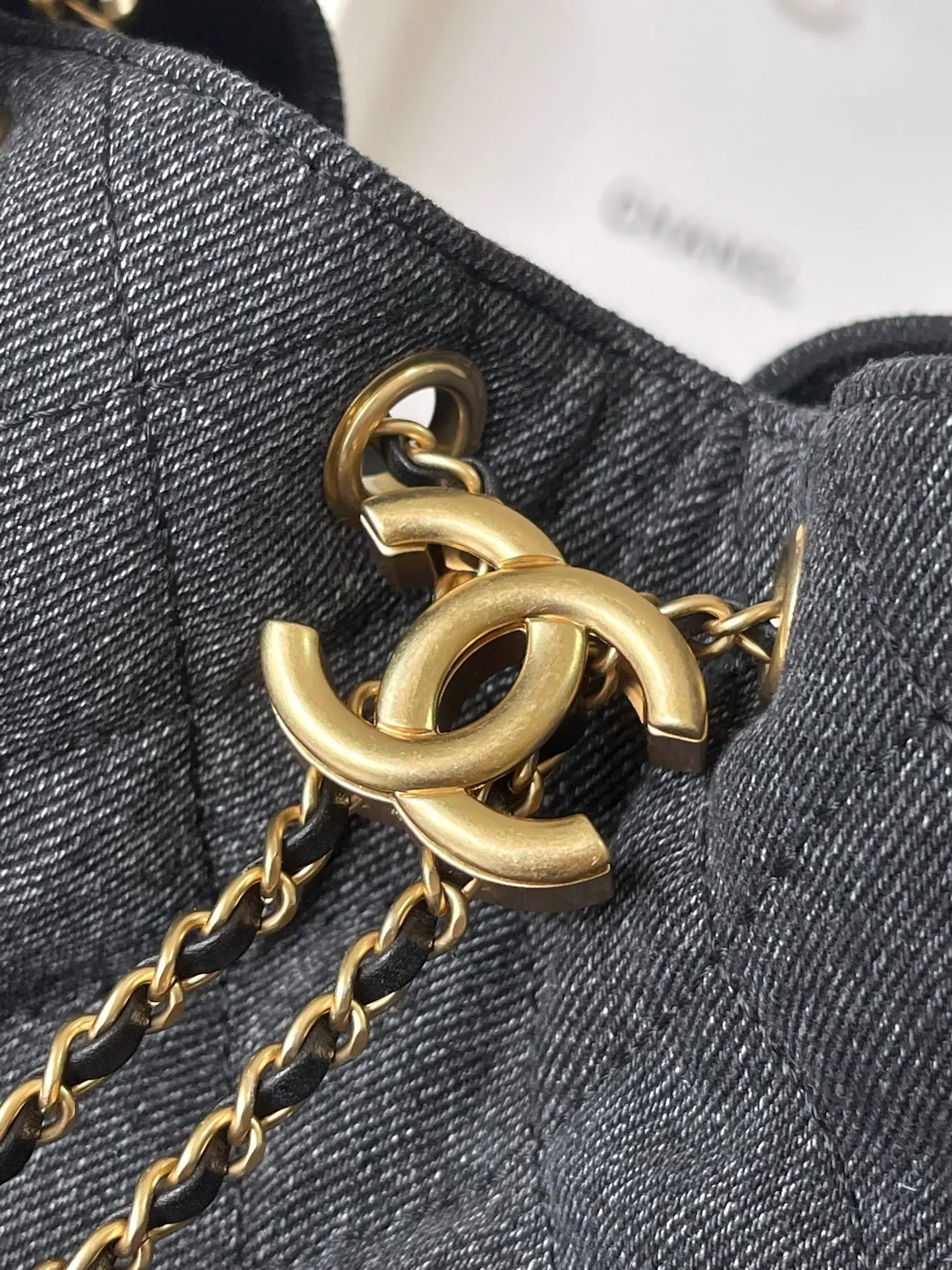 Chanel 黑蓝牛仔布Hobo腋下包 链条单肩