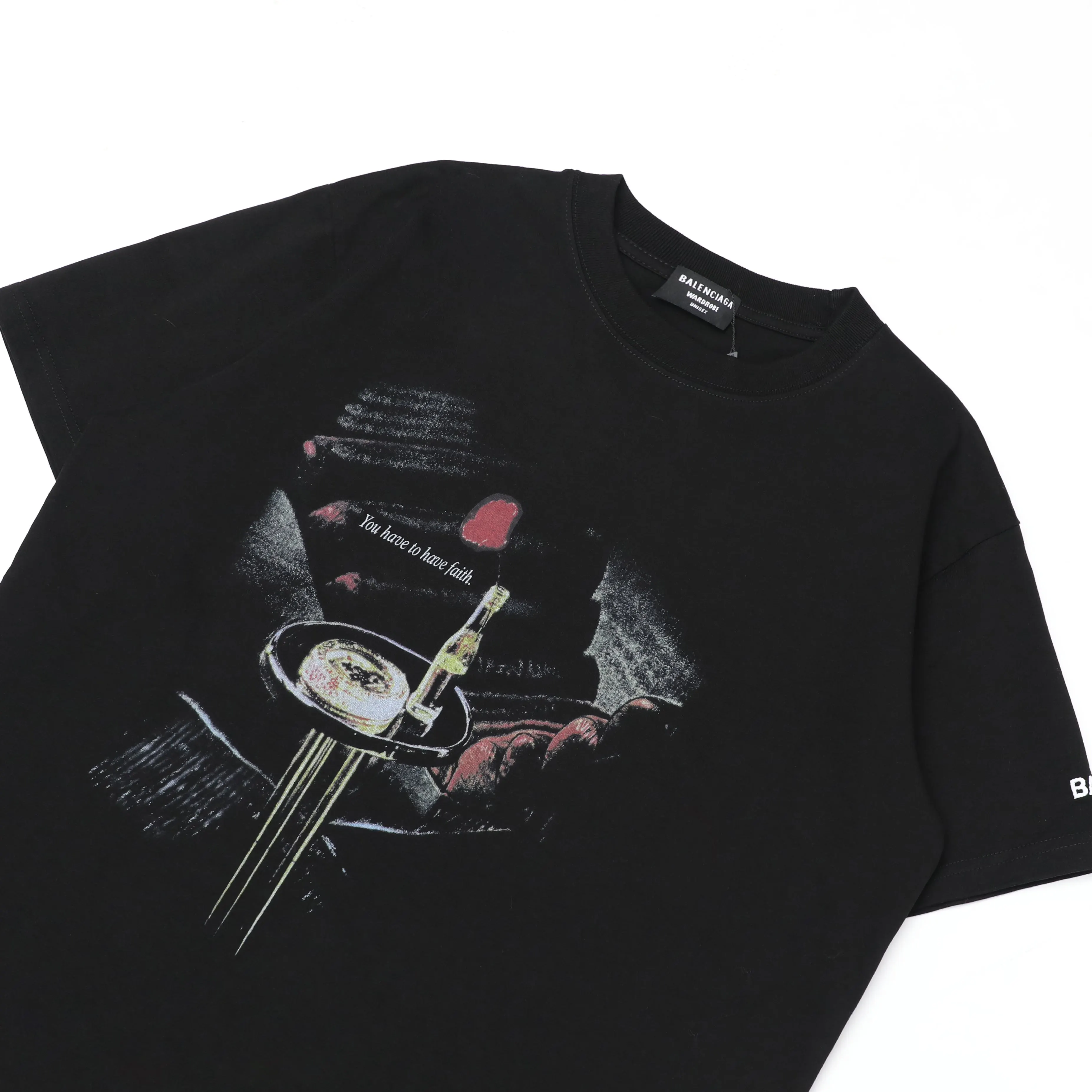 Balenciaga 黑色 純棉 Logo 短袖T恤 宽松休閒(數字4) Balenciaga 黑色 純棉 Logo 短袖T恤 宽松休閒(數字4)