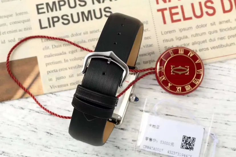 Cartier 白色 藍色 牛皮 手錶 經典腕表款