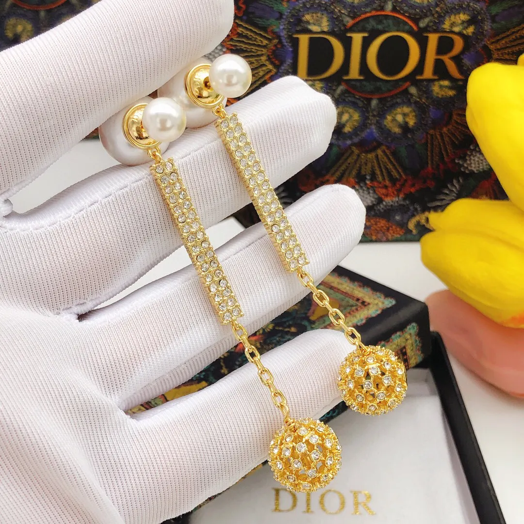 Dior 珍珠 耳饰 金色