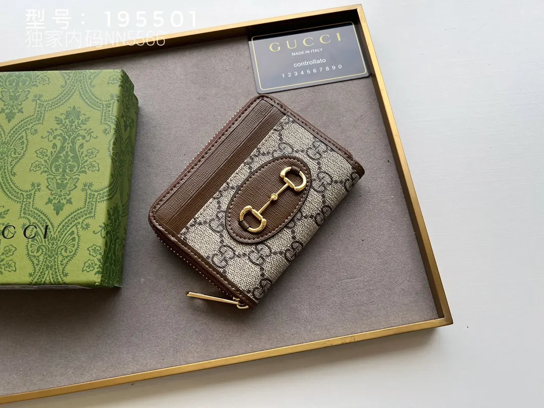 Gucci 棕色 皮革 錢包