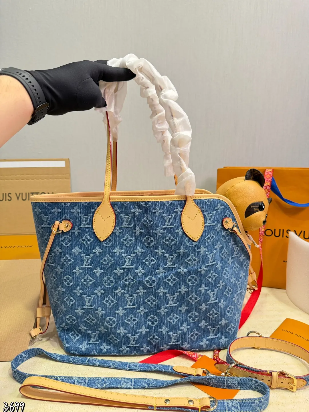 Neverfull 老花 牛仔 牛皮 托特包 大容量托特款
