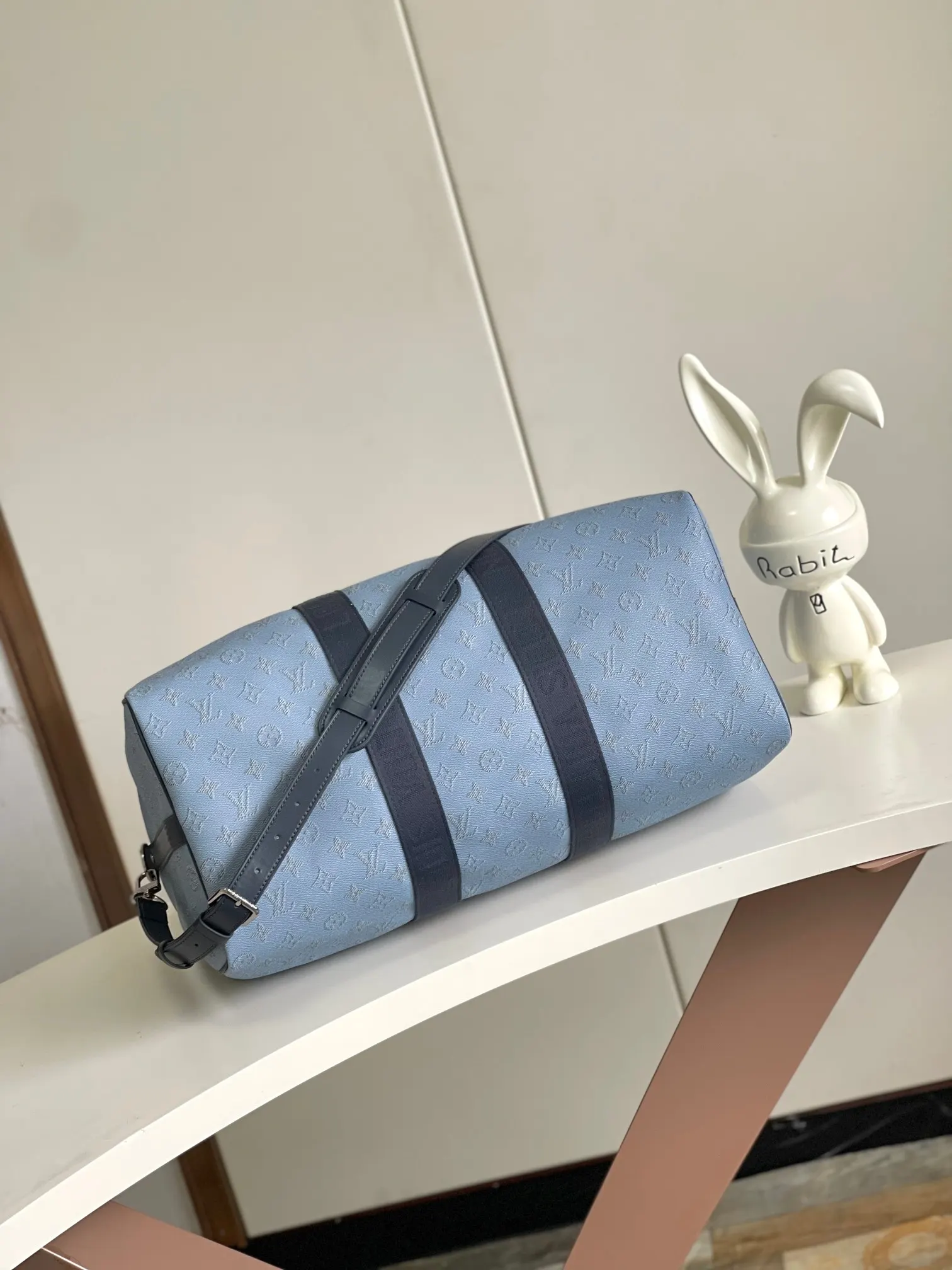 Keepall 藍色 牛皮 旅行袋 大容量旅行款