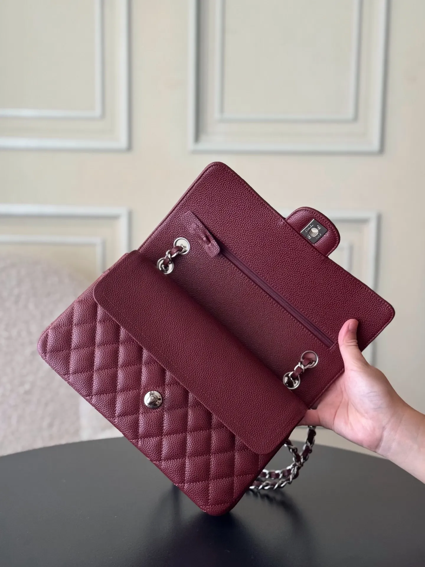 Chanel 小号 红色 皮革 菱格绗缝 链条包