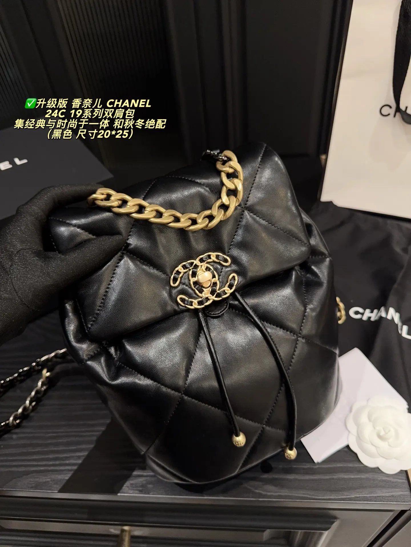 Chanel Black Gold Backpack