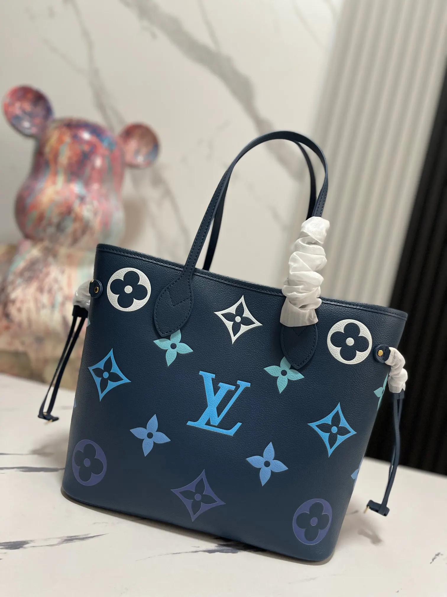 LV Neverfull 藍色 Mo托特包 大容量托特款