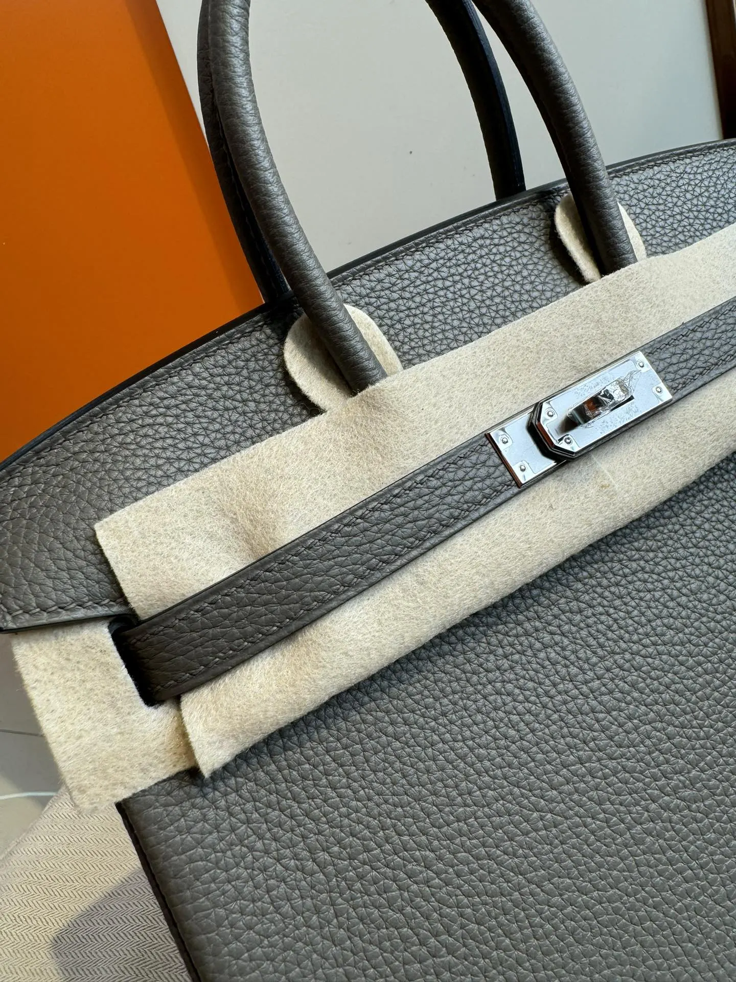 Birkin 铂金 进口Togo皮 锡器灰 銀扣 手提包 通勤手提款