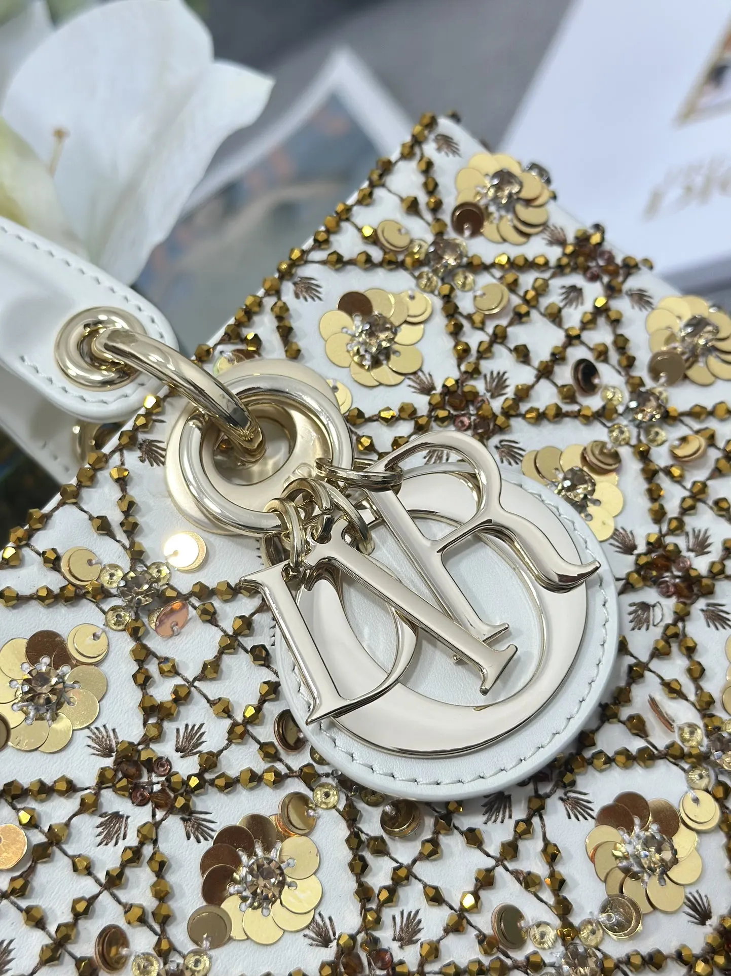 Dior 白色 金色 皮革 鏈條包 精致鏈條款
