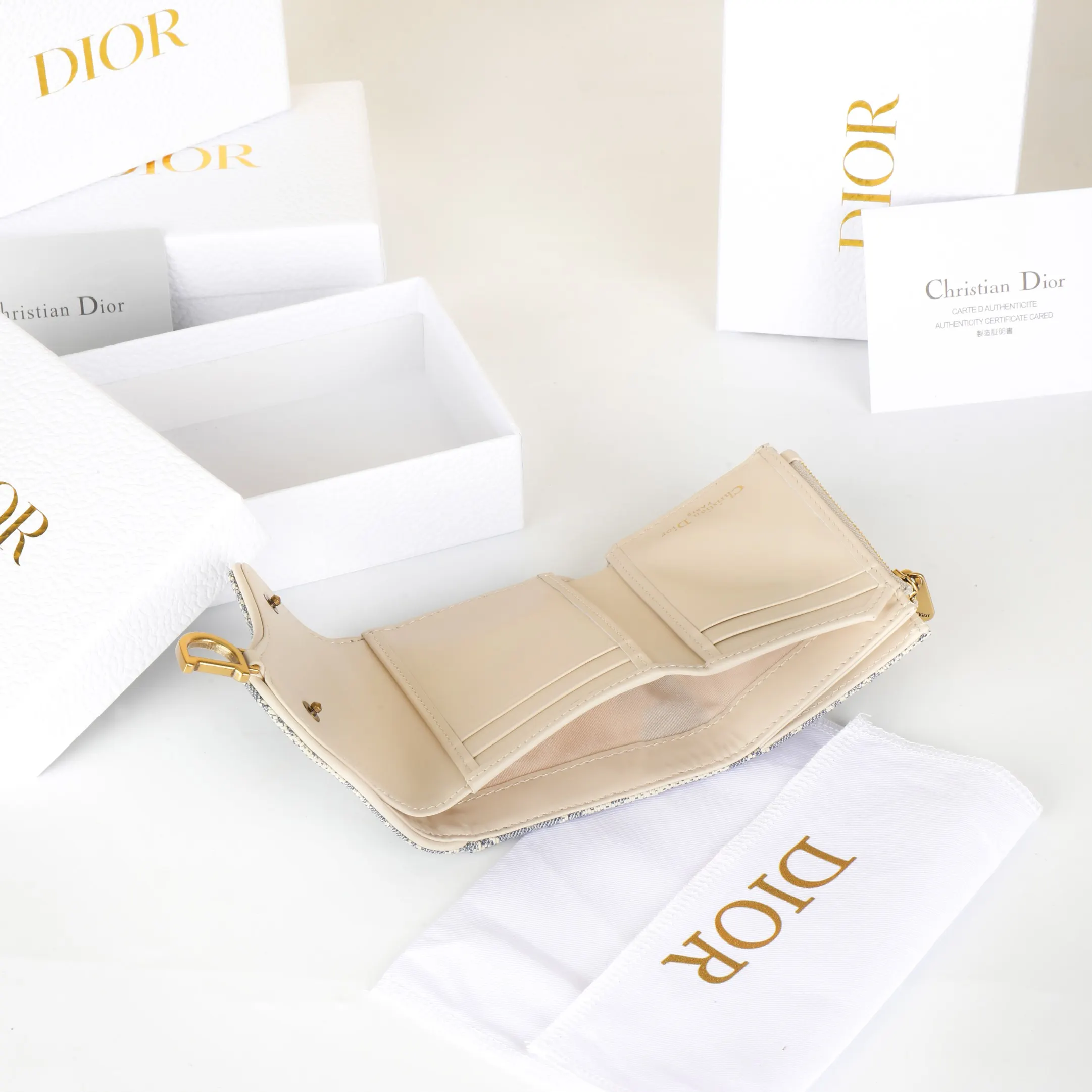 Dior Saddle 金色 钱包
