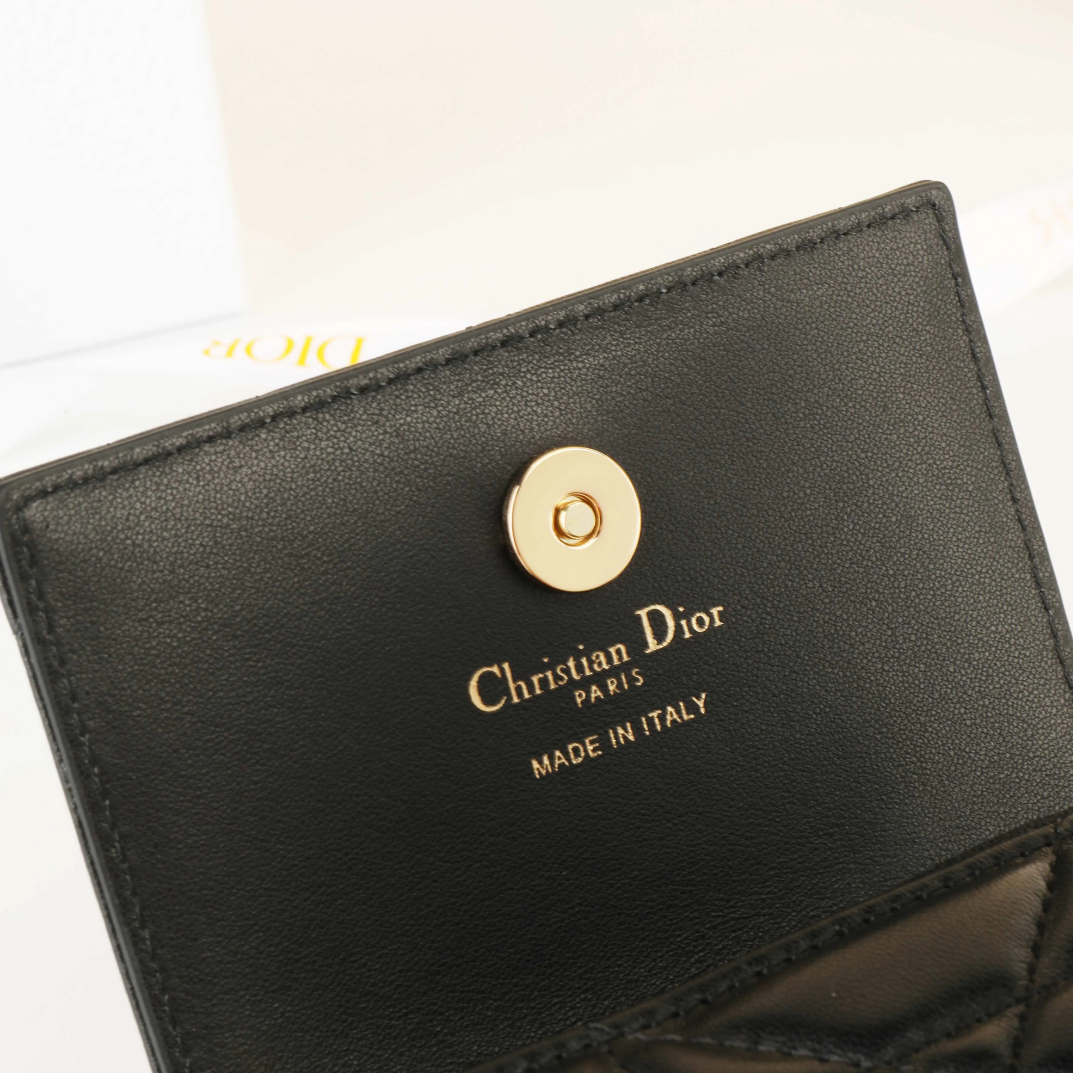 Dior Caro 黑色 皮革 钱包
