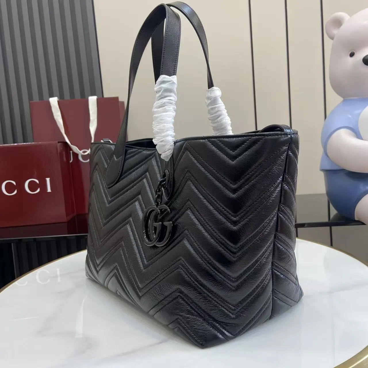 Marmont 黑色 牛皮 托特包 大容量托特款