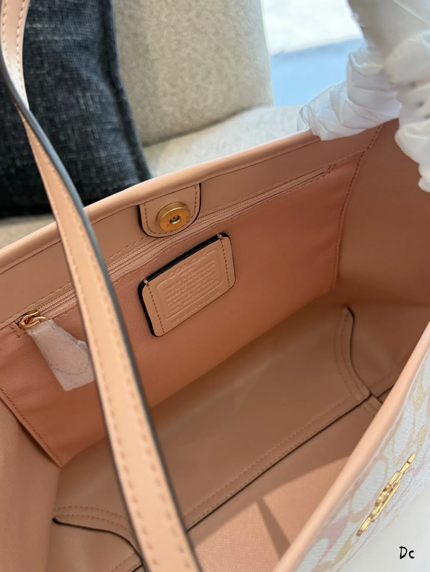 Coach 灰色 帆布 托特包 大容量托特款