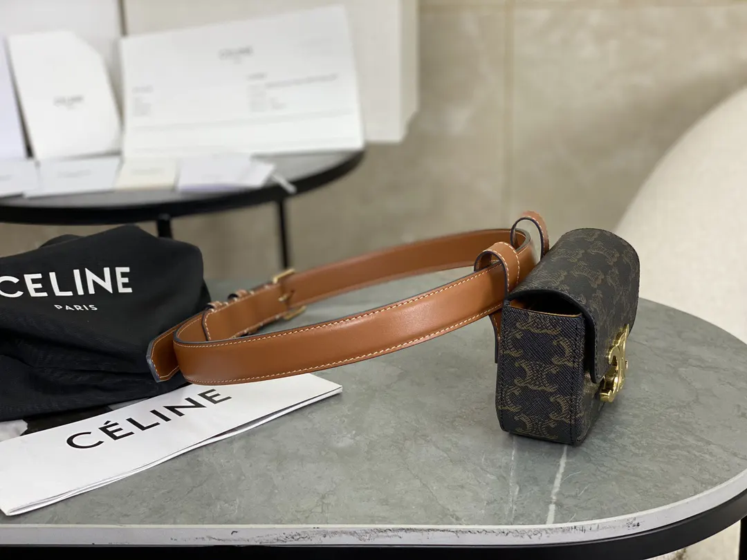 Celine 老花 老花黑 腰包 休闲腰包款