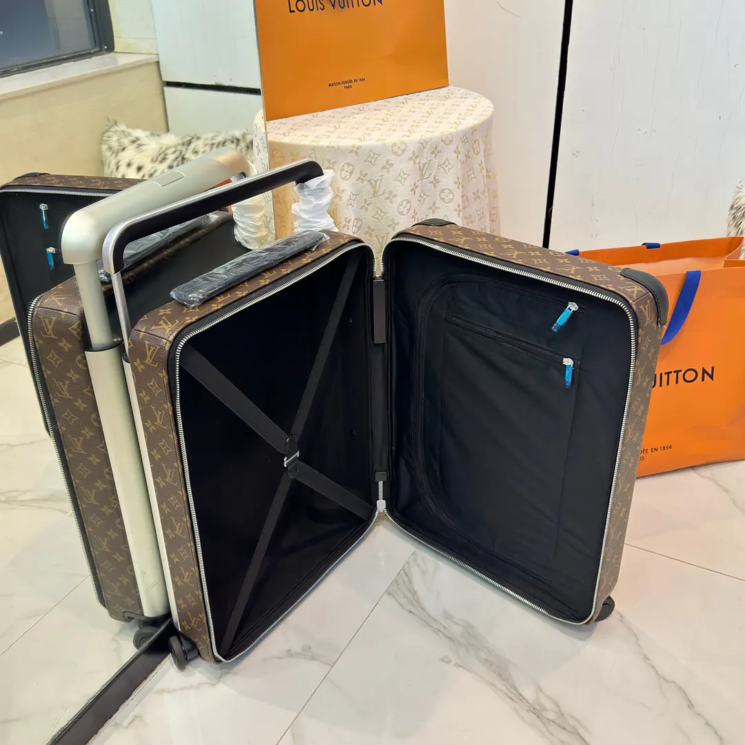 LV 黑色 棕色 帆布 ｜ 版 登机行李箱 四轮 旅行拉杆款 輕便出行款