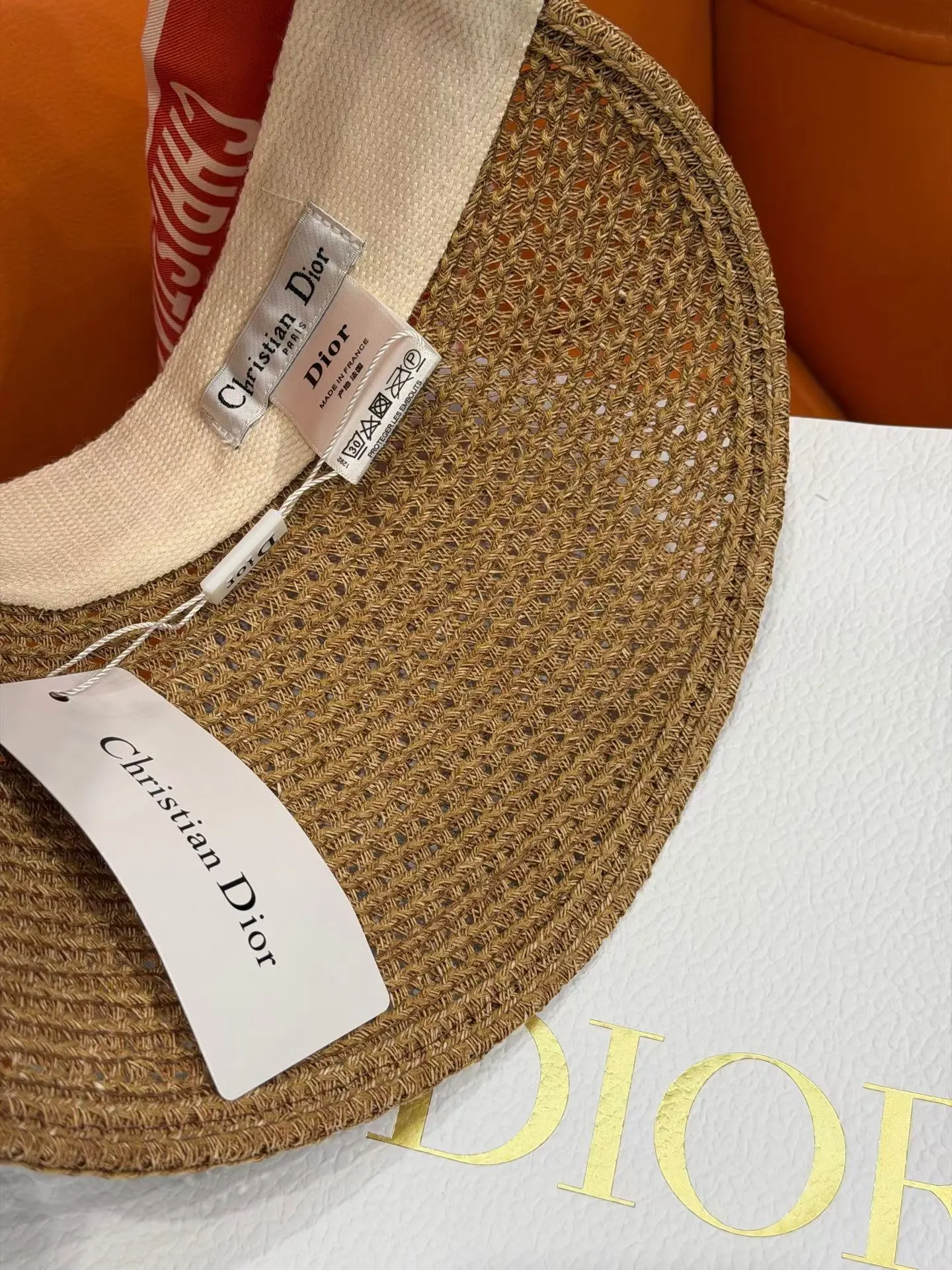 Dior 红色丝带草编遮阳帽 度假款
