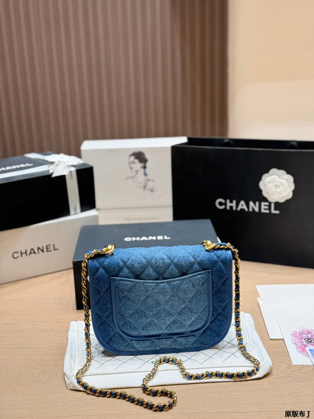 CHANEL 金色 牛仔 丹宁 链条包 精致链条款