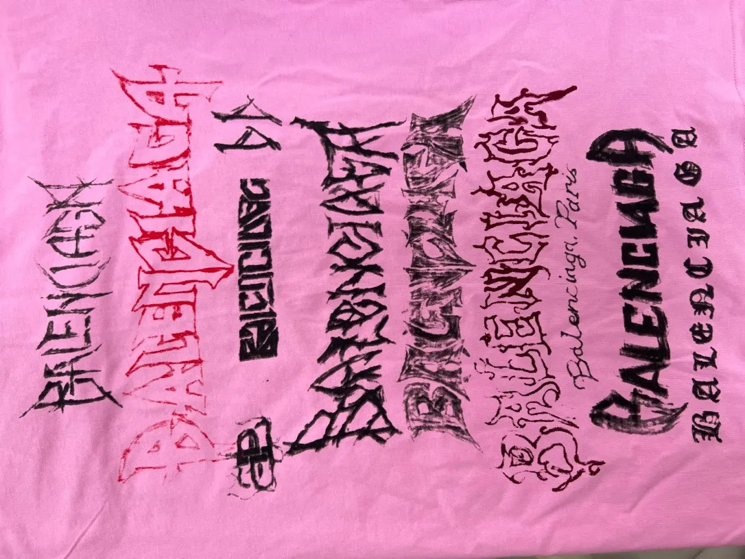 Balenciaga 粉色 Logo 印花 短袖T恤 街头休闲款