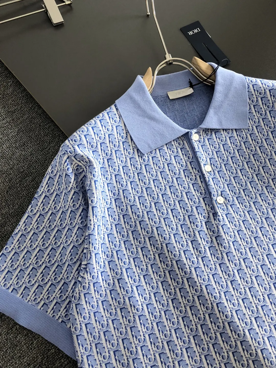 Dior Oblique 提花 Polo衫 蓝色