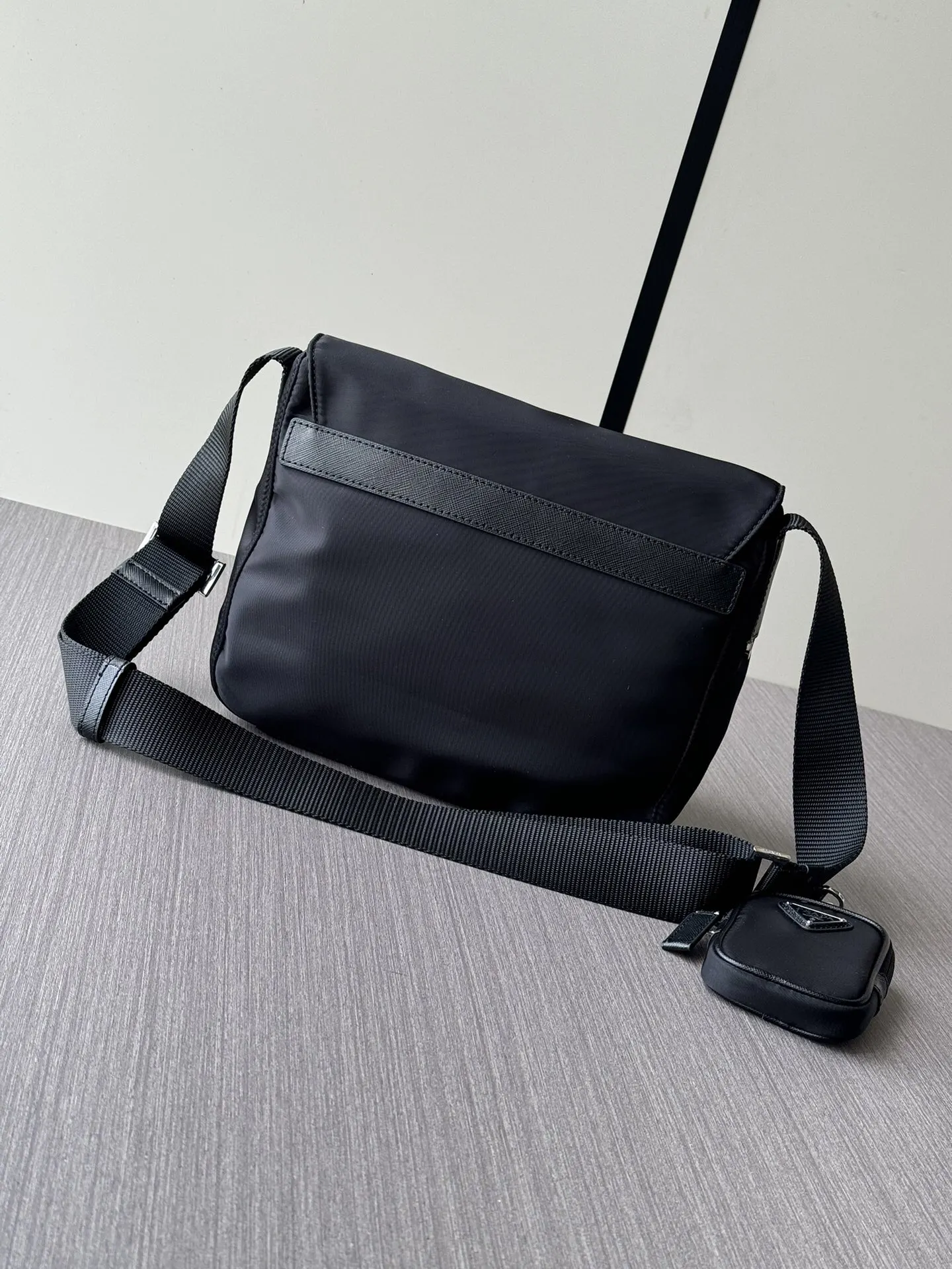Prada Re-Nylon Black Leather Crossbody Bag