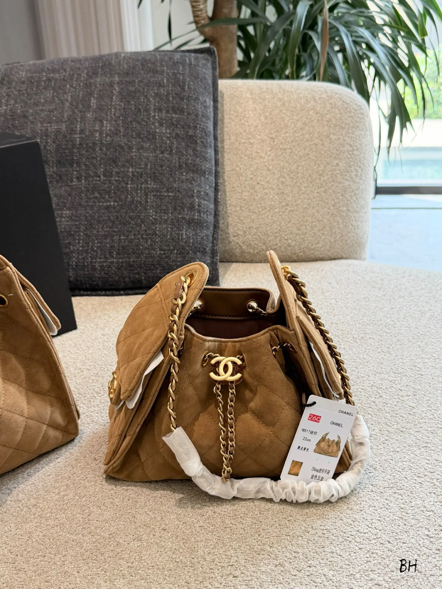 CHANEL 棕色 麂皮 鏈條包 精致鏈條款