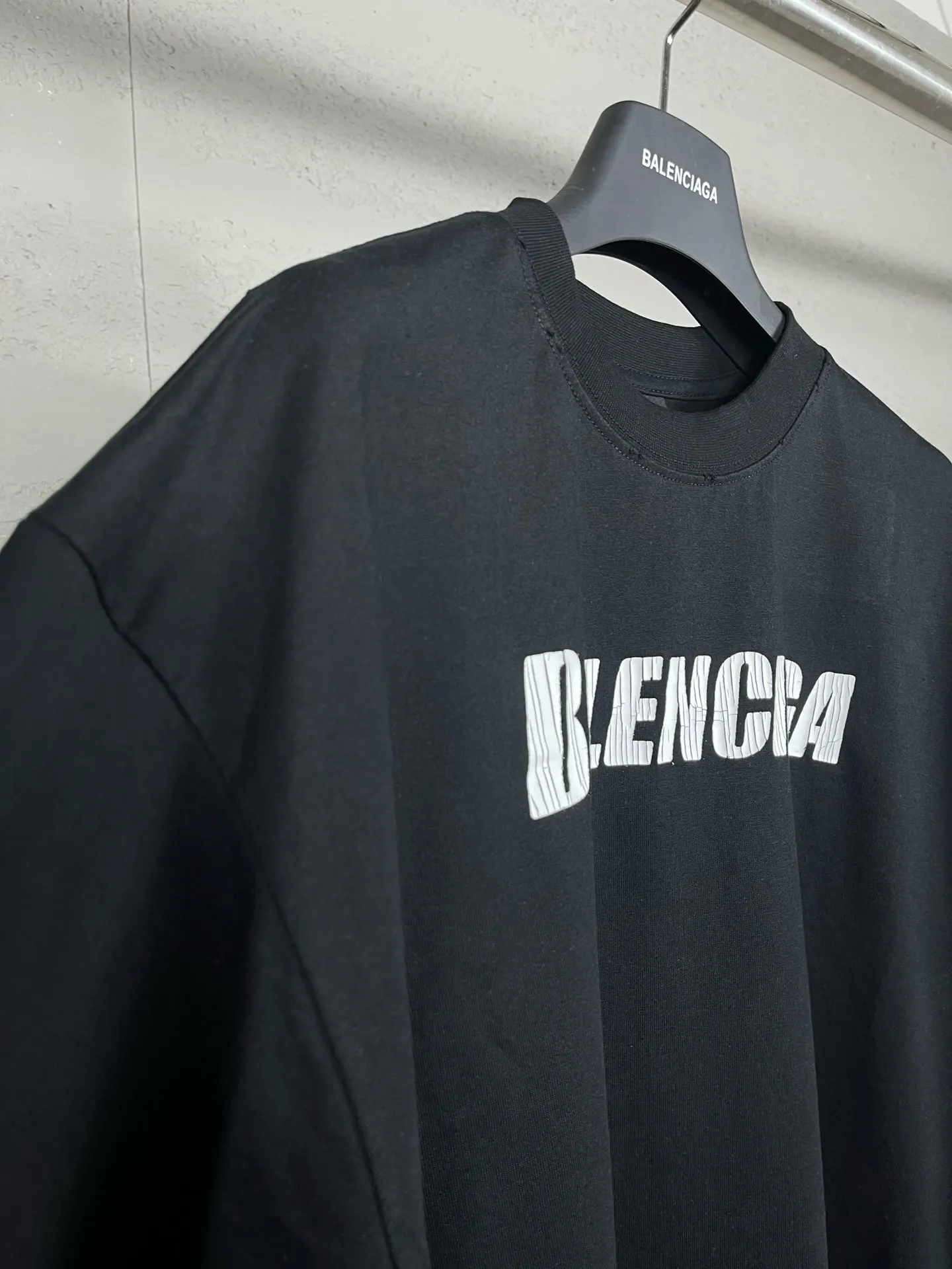 Balenciaga Black Cotton Logo Short Sleeve T-Shirt Loose