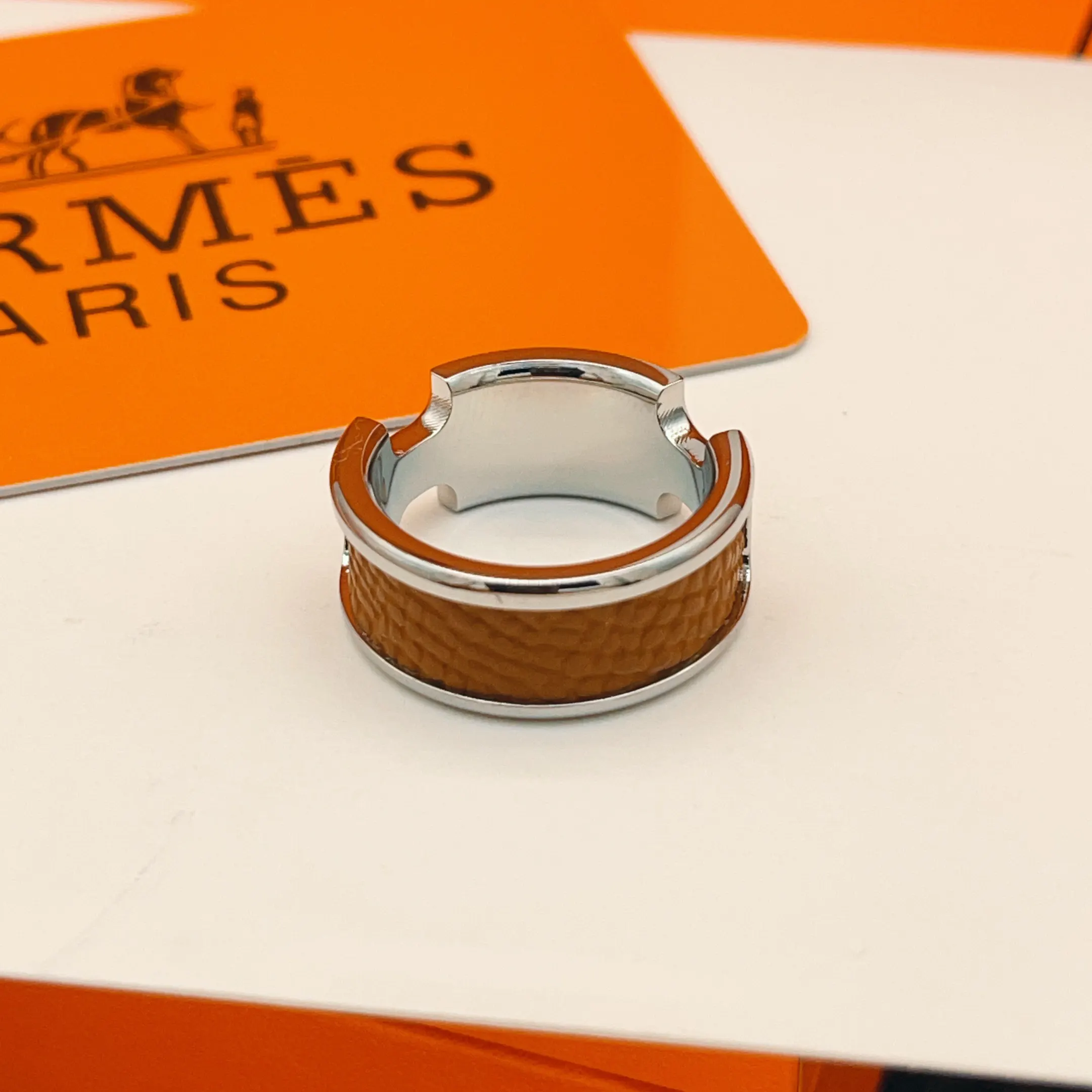 Hermès Brown Leather Ring